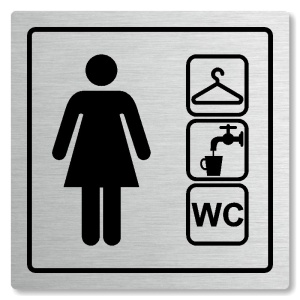 Šatna ženy, wc, 80x80mm, stříbrná, Arizona